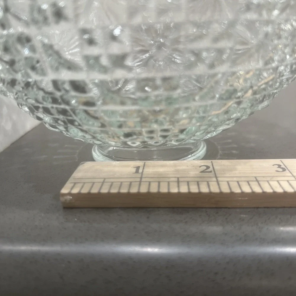 Vintage Crystal Light Globe Cover Clear Diamond Point Cut Glass 2